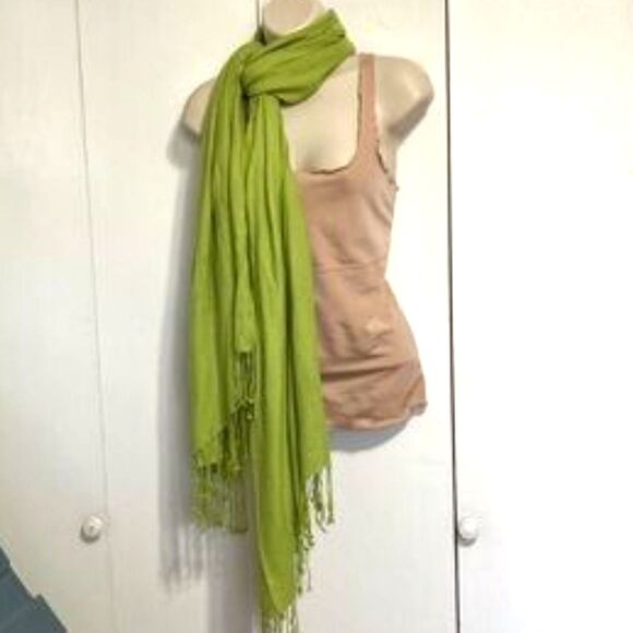 Pashmina Scarf Wrap Shawl Coverup by BIJOUX TERNER Bright Green 72 x 32 inches - Picture 3 of 14